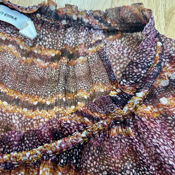 ISABEL MARANT ETOILE silk long sleeve abstract bohemian blouse sheer size 10 - Picture 9 of 12